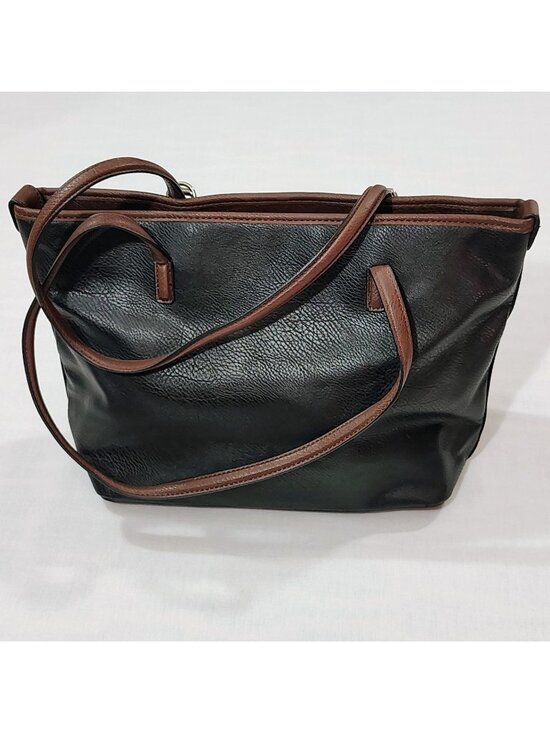 Bueno Handbags - Bueno Tote Bag Black Brown Faux Leather Shoulder Purse Handbag Pockets